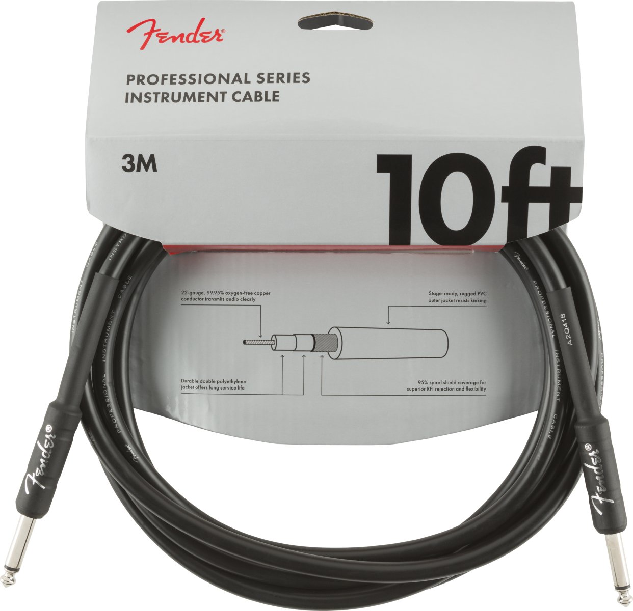 Fender Professional Series 10' Instrument Cable in Black