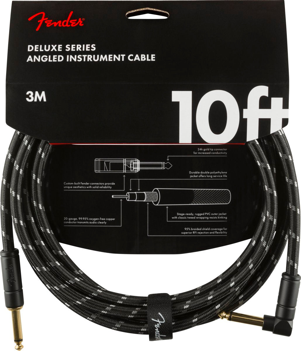 Fender 10' Deluxe Series Instrument Cable in Black Tweed