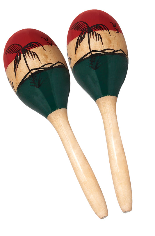 Mano Percussion Oval Wood Maracas in Tropical Design Pair