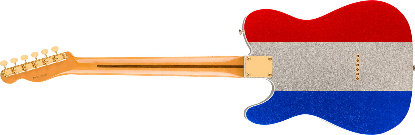 Fender Buck Owens Telecaster, Maple Fingerboard in Red, Silver and Blue Sparkle