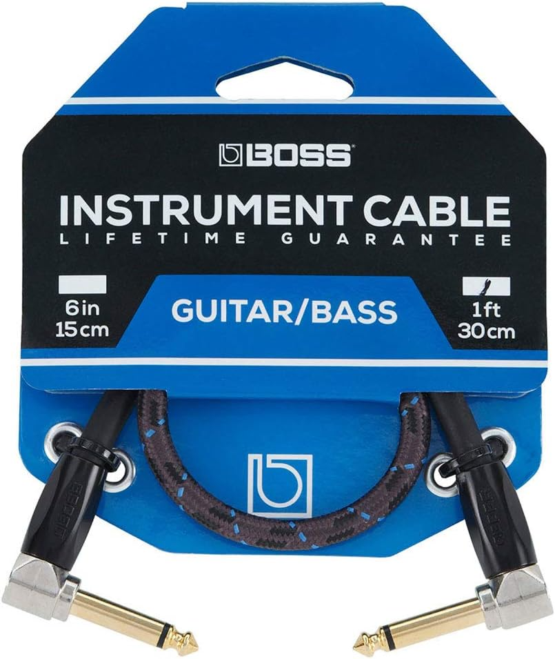 Boss 1ft Right Angle 1/4" to Same Patch Instrument Cable