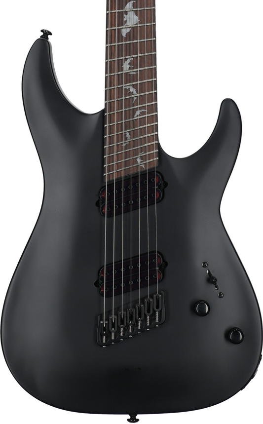 Schecter Damien 7 Multiscale 7 String in Satin Black