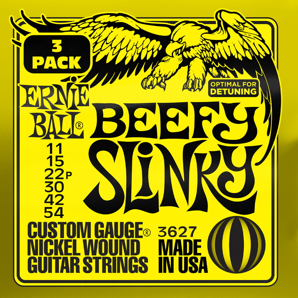 Ernie Ball Beefy Slinky Nickel Wound Electric Guitar Strings 3 Pk 11-54 Gauge
