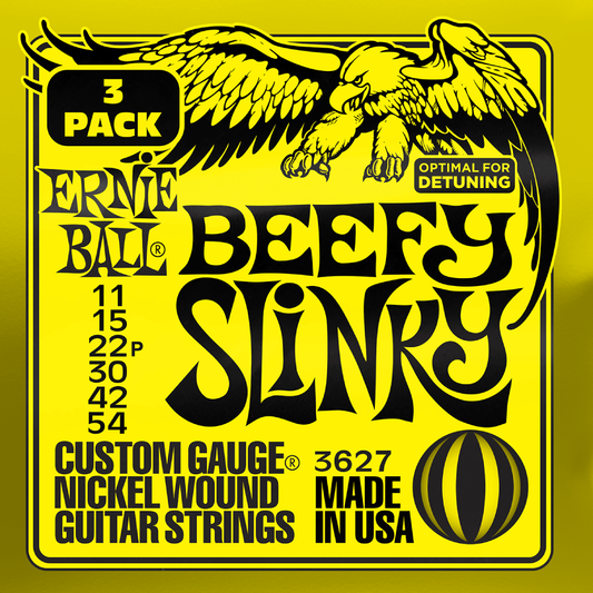 Ernie Ball Beefy Slinky Nickel Wound Electric Guitar Strings 3 Pk 11-54 Gauge