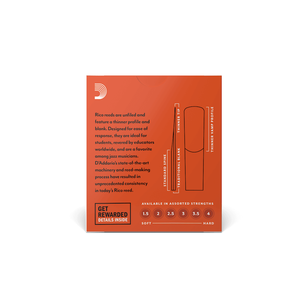 Rico By D'Addario Strength 2.5 10 Pack Alto Saxophone Reeds
