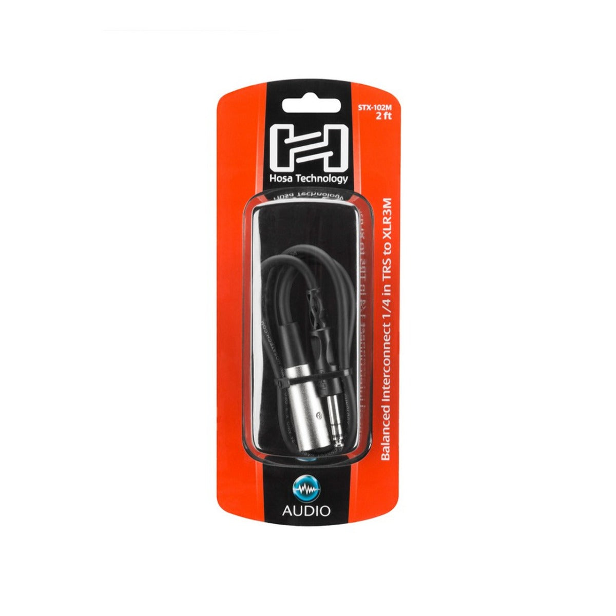 HOSA STX102M BALANCED INTERCONNECT, 1/4 IN TRS TO XLR3M, 2 FT