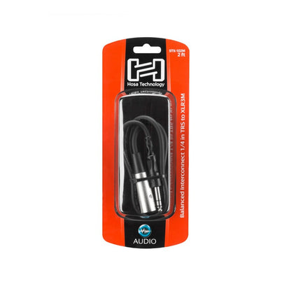 HOSA STX102M BALANCED INTERCONNECT, 1/4 IN TRS TO XLR3M, 2 FT