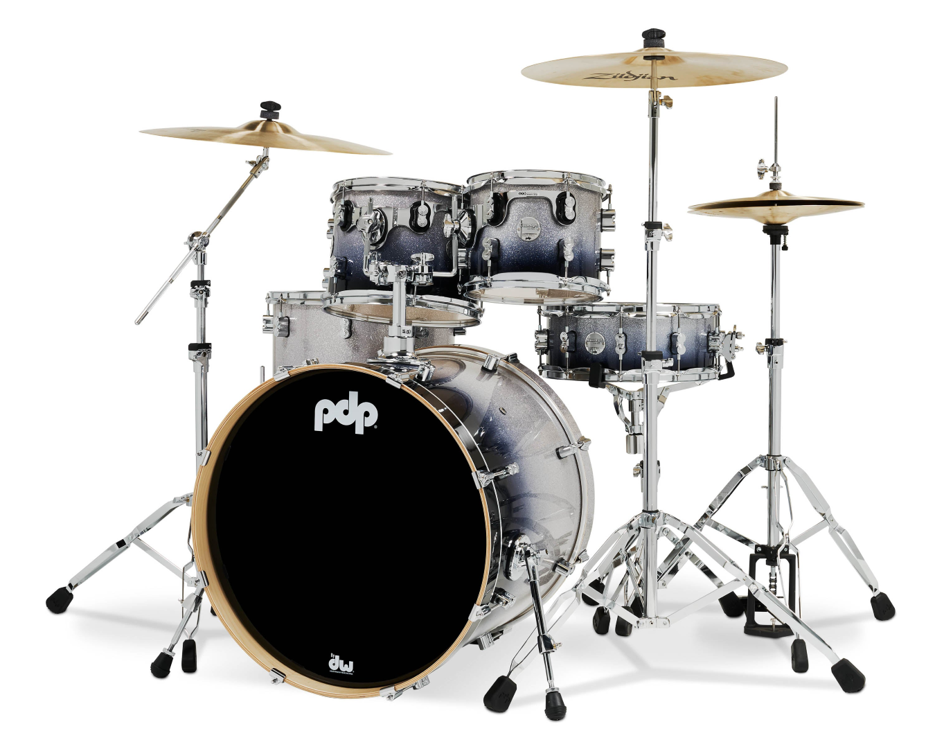 PDP Concept Maple 22 5 Piece Shell Pack in Silver to Black Fade