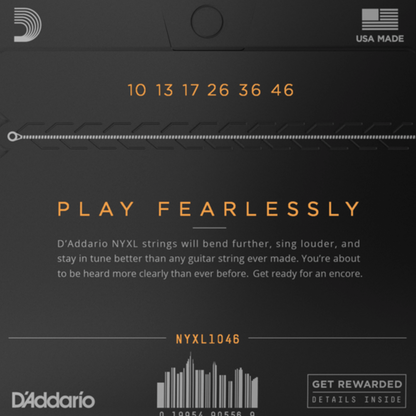 D'Addario NYXL1046 Nickel Wound Electric Guitar Strings Regular Light 10-46 Gauge