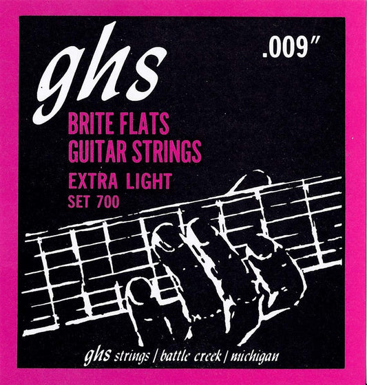 GHS 700 Brite Flats Electric Guitar Strings Extra Light 9-42 Gauge