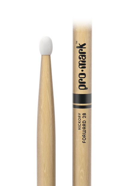 Promark Forward 2B Lacquered Hickory Nylon Tip Drumsticks