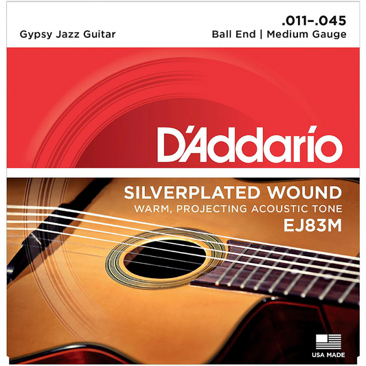 D'Addario Gypsy Jazz Medium Ball End Acoustic Guitar Strings 11-45 Gauge