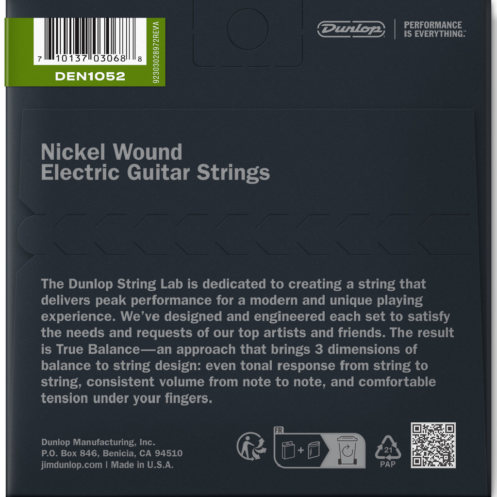 Dunlop Nickel Wound Electric Guitar Strings 10-52 Gauge