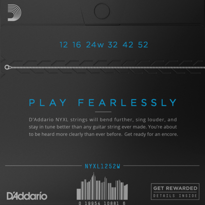 D'Addario NYXL1252W Light Wound 3rd Electric Guitar Strings 12-52 Gauge