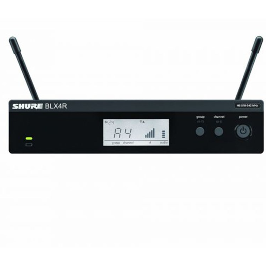 Shure Wireless 1/2R Lavalier System BLX1 Tx; WL93 Mic; BLX4R Rx Auto Setup 662-686MHz