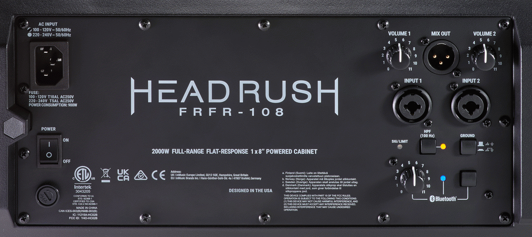 HeadRush FRFR-108 MKII Full-Range Flat-Response Cabinet for Guitarists and Bassists w/Bluetooth