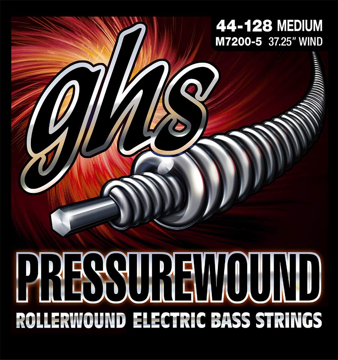 GHS M7200-5 Pressurewound Bass Guitar Strings 44-128 Gauge
