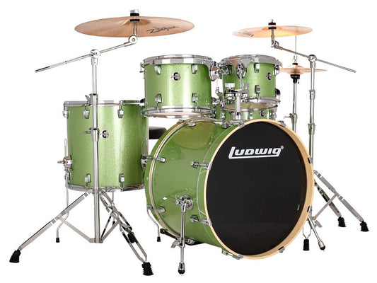 Ludwig Evolution 5-piece Drum kit w/hardware & Throne (LE522018) in Mint Sparkle