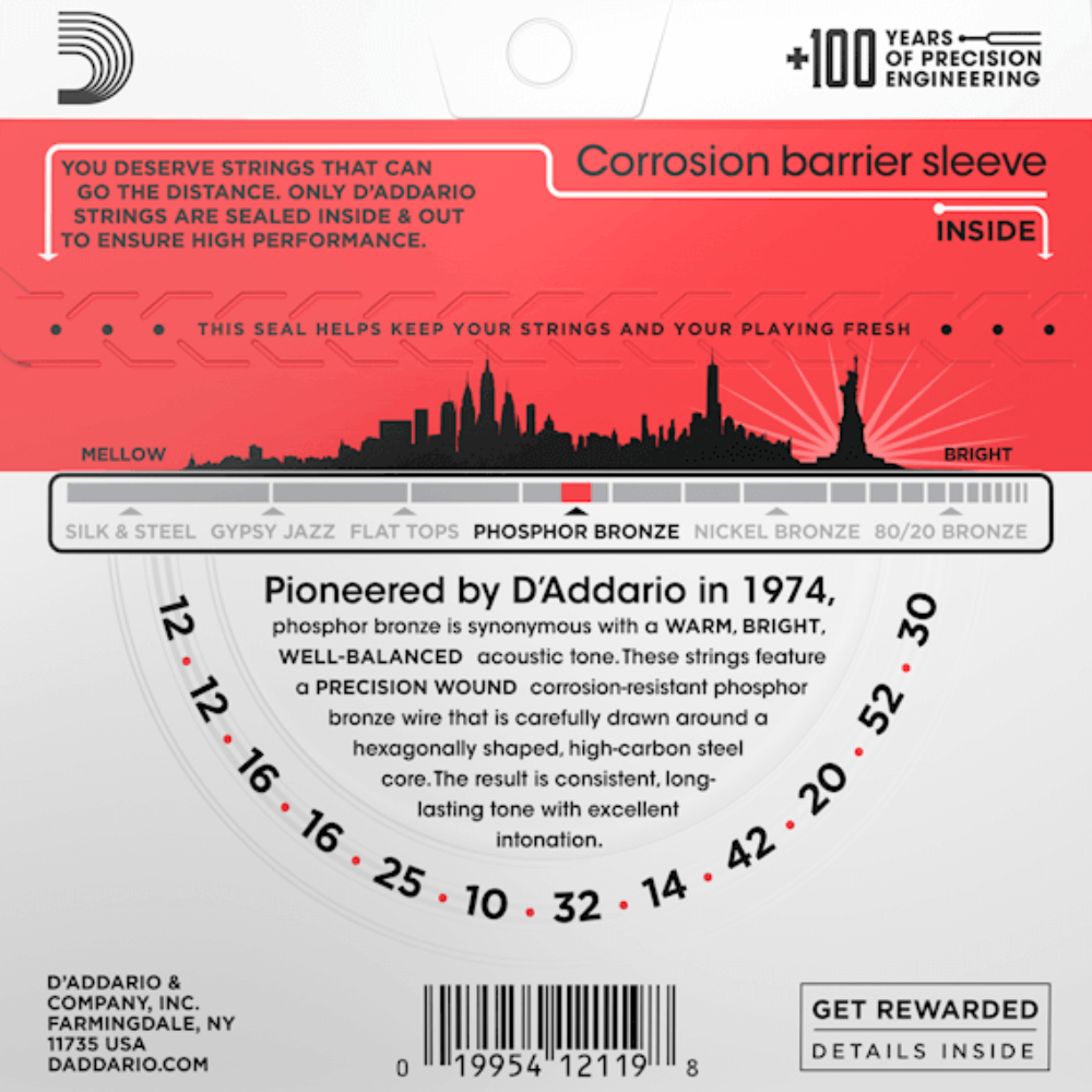 DAddario EJ39 12 String Phosphor Bronze Medium Acoustic Guitar Strings