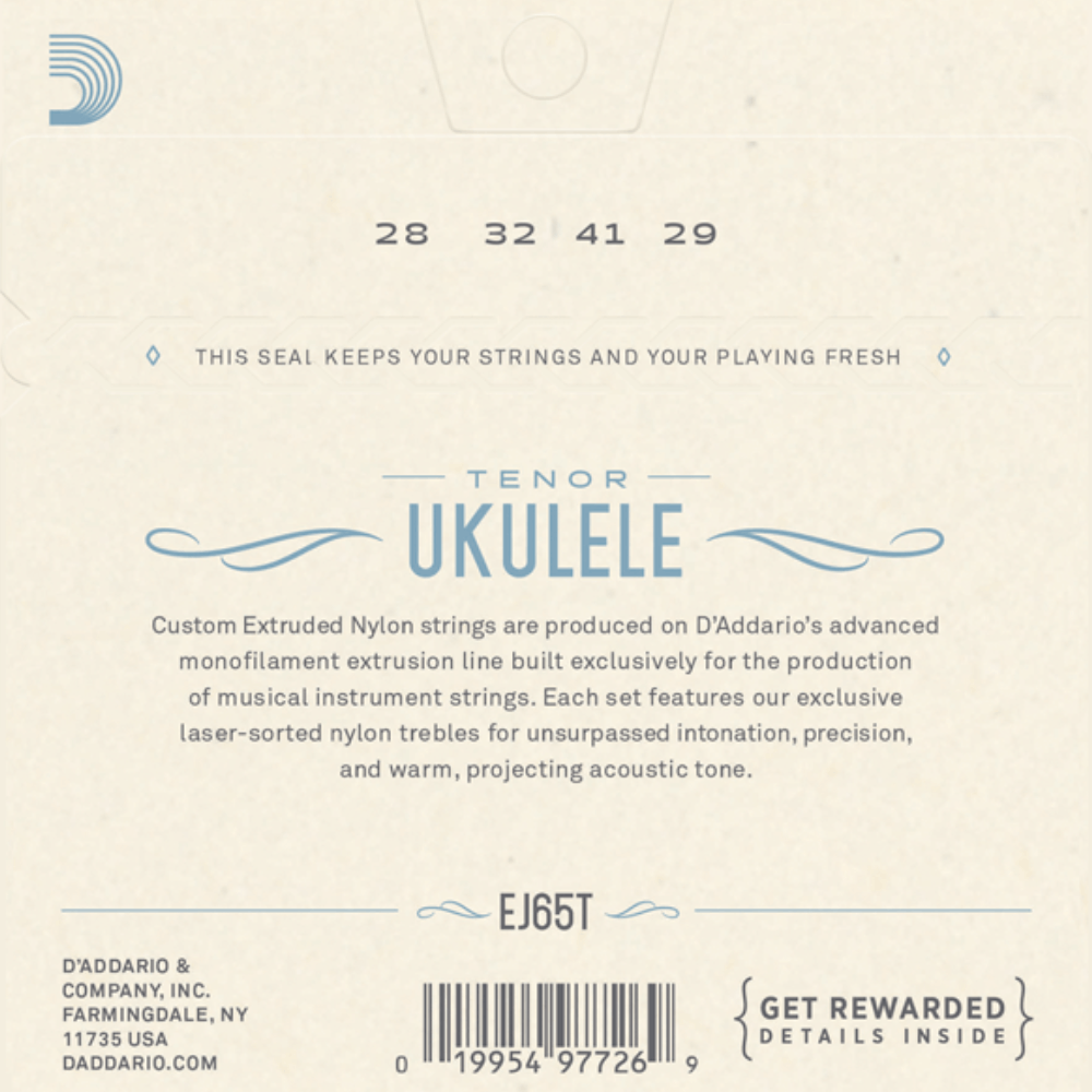 D'Addario EJ65T Pro Arte Custom Extruded Nylon Ukulele Strings Tenor