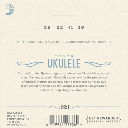 D'Addario EJ65T Pro Arte Custom Extruded Nylon Ukulele Strings Tenor