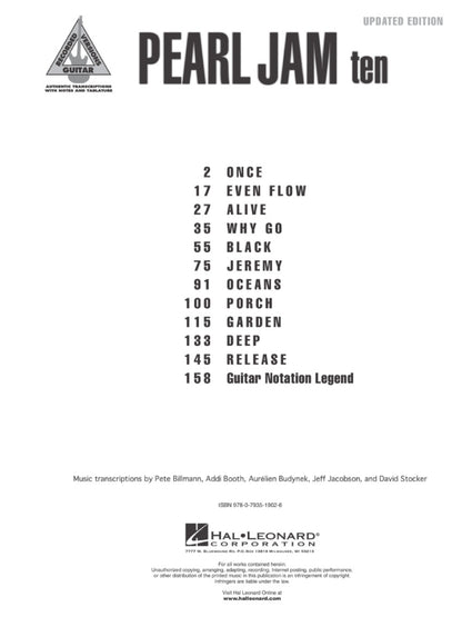Pearl Jam Ten Guitar Tab