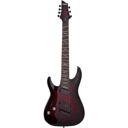 Schecter Omen Elite 7 Multiscale 7 String Left Hand in Black Cherry Burst