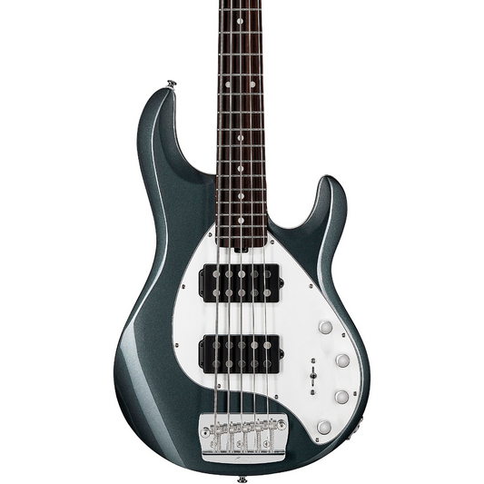 Sterling By Music Man StingRay Ray 35 HH 5 String Bass Guitar in Charcoal Frost