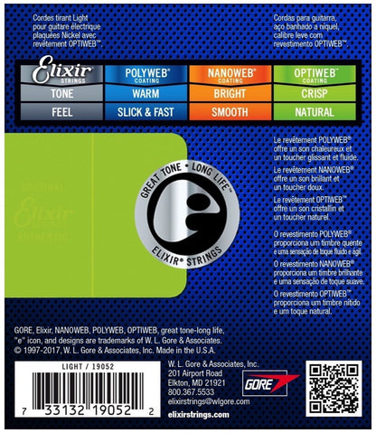 Elixir 19052 Optiweb Electric Guitar Strings Light 10-46 Gauge