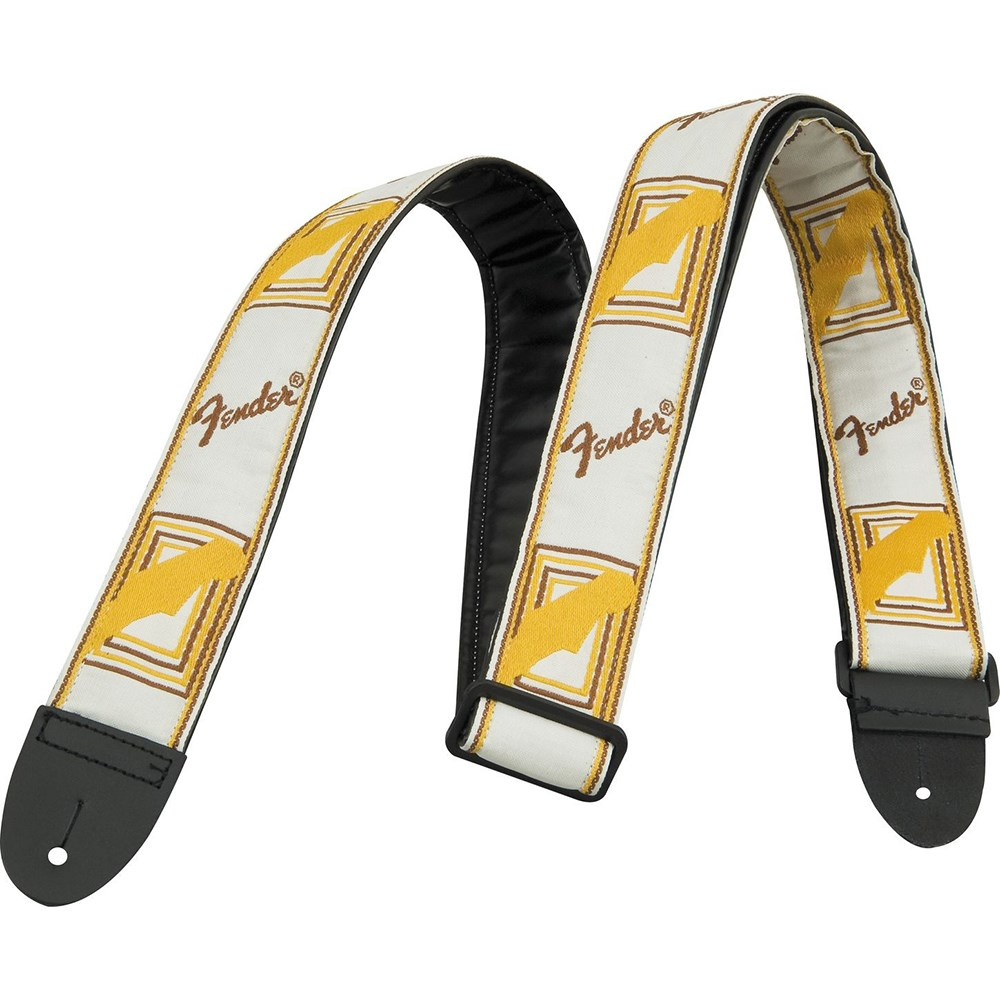 Fender 2" Monogrammed Straps in White & Brown & Yellow