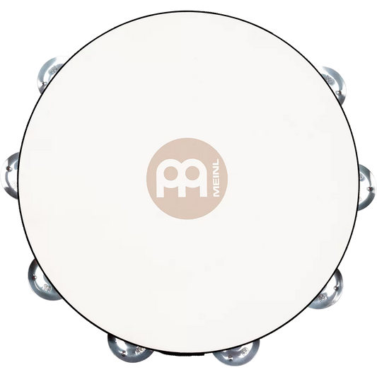 Meinl Percussion TAH1AAB Traditional Wood Series Headed Wood Tambourine Single Row Aluminum Jingle 10"