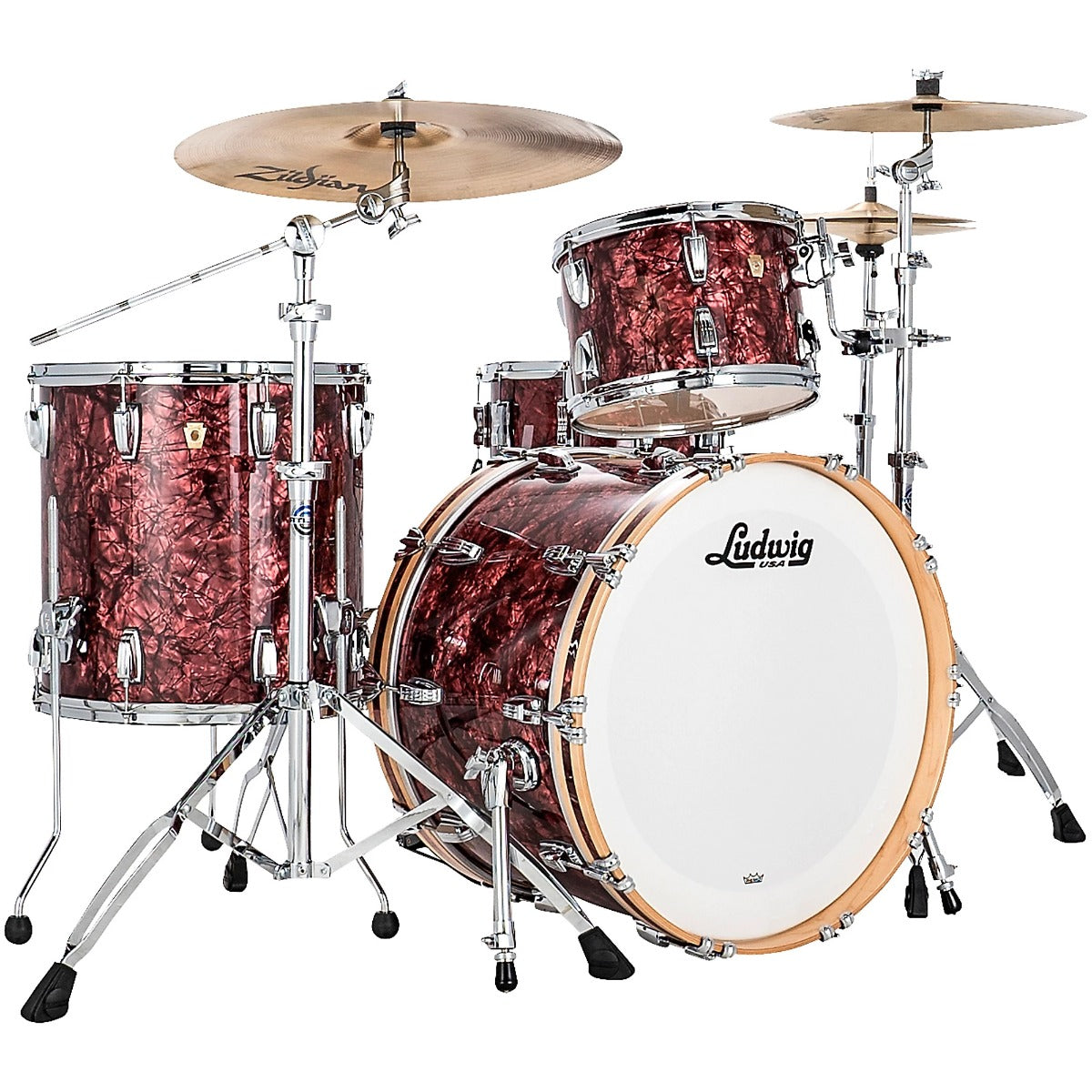 Ludwig Classic Maple Fab 3 Piece Drum Kit in Burgundy Pearl