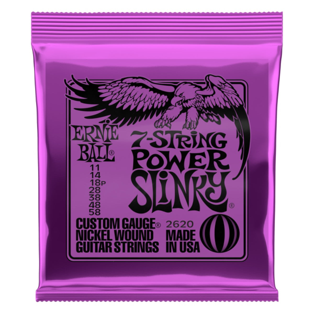 Ernie Ball Power Slinky Nickel Wound 7 String Electric Guitar Strings 11-58 Gauge
