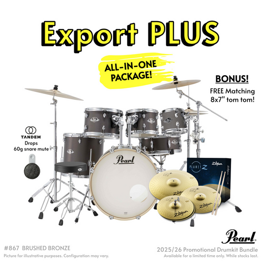 Pearl Export Plus 5-Piece Fusion Kit Drum Kit with Cymbal Pack in Brushed Bronze