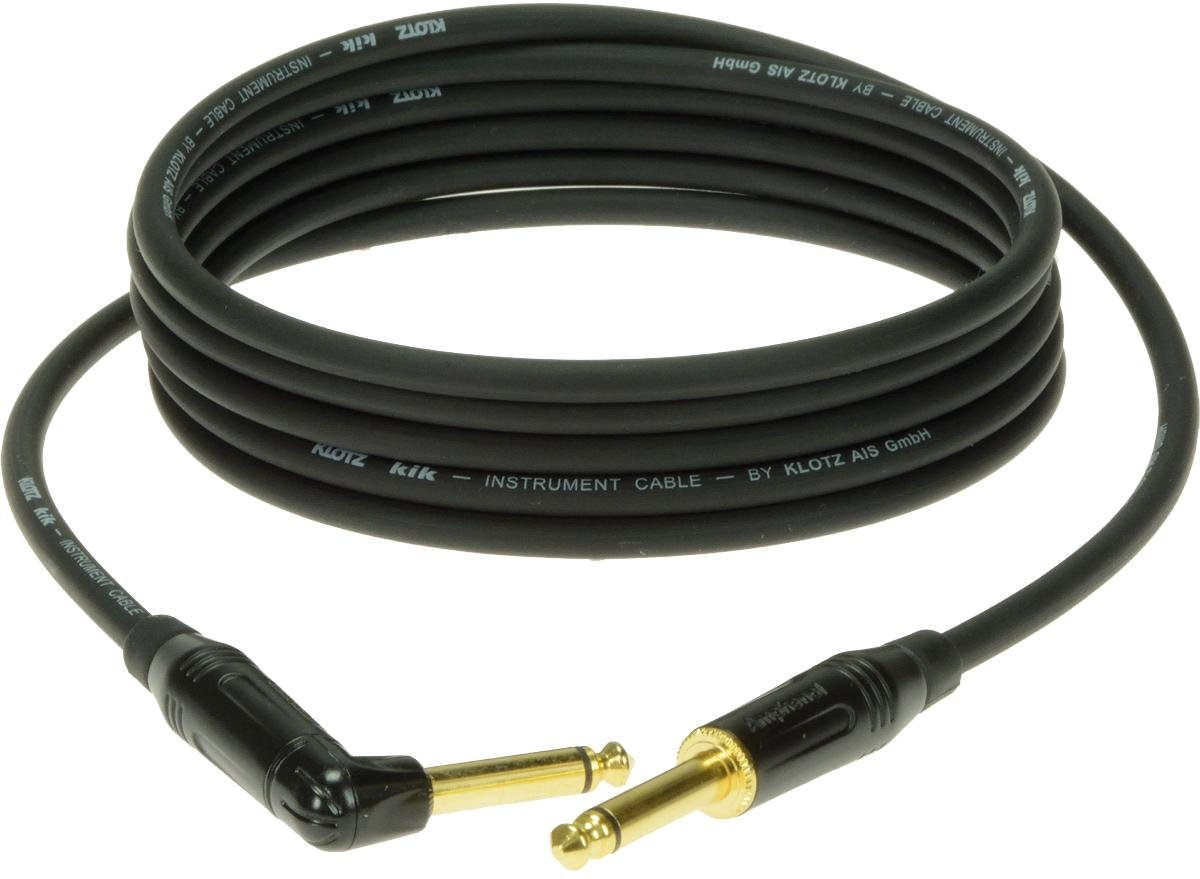 Klotz Pro Slimline Metal Sleeve And Angled Jack Instrument Cable in Black