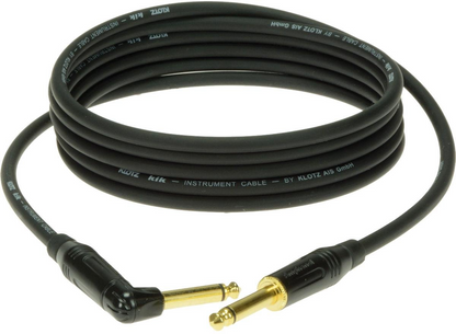 Klotz Pro Slimline Metal Sleeve And Angled Jack Instrument Cable in Black
