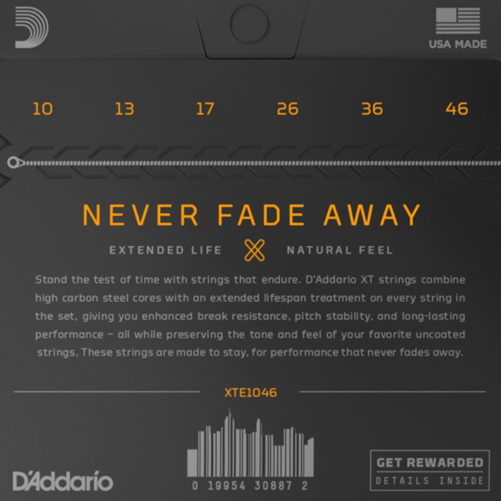 D'Addario XTE1046 XT Nickel Plated Steel Electric Guitar Strings Regular Light 10-46  Gauge