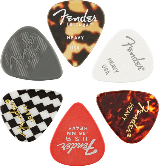 Fender 351 Material Medley Guitar Picks 6 Pack Heavy in Multi Color