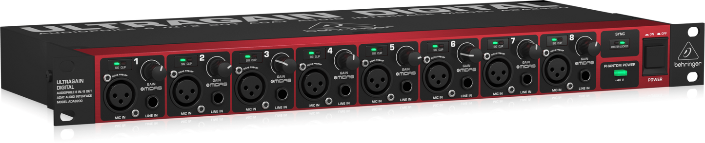 Behringer Ultragain Digital ADA8200 Audiophile 8 In and 8 Out ADAT Audio Interface