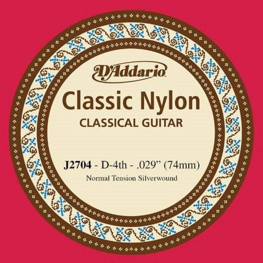 D'Addario J2704 Student Nylon Normal Tension Classical Guitar Single 4th String .030 Gauge