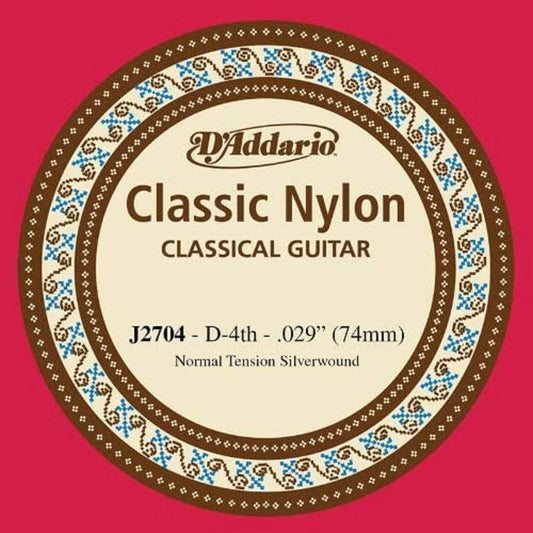 D'Addario J2704 Student Nylon Normal Tension Classical Guitar Single 4th String .030 Gauge