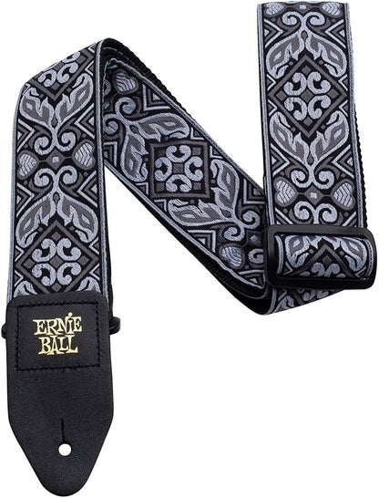 Ernie Ball Classis Jacquard Guitar Or Bass Strap in Tribal Silver And White