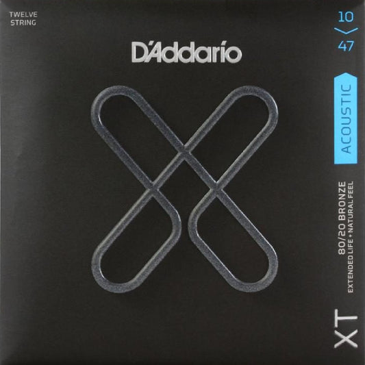 D'Addario12 XT 80/20 Bronze 12 string Acoustic Guitar Strings 10-47 Gauge