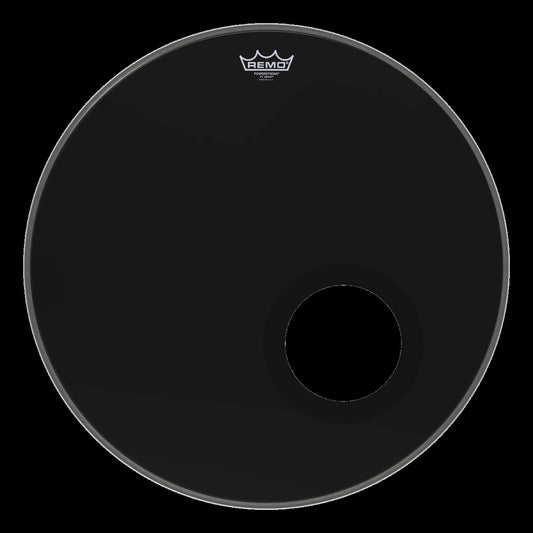 Remo Powerstroke 3 5" Dynamo Installed Ebony 22" Bass Drumhead