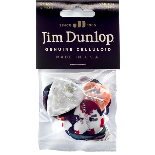 Dunlop Variety Guitar Pick Heavy 12 Pack Celluloid in Various Colours