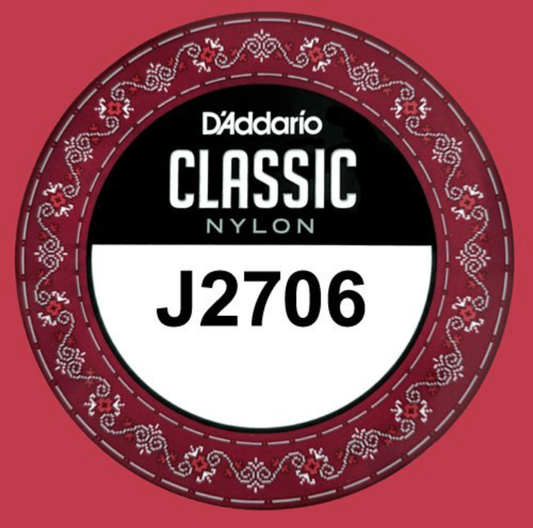 D'Addario J2706 Student Nylon Normal Tension Classical Guitar Single 6th String .043  Gauge