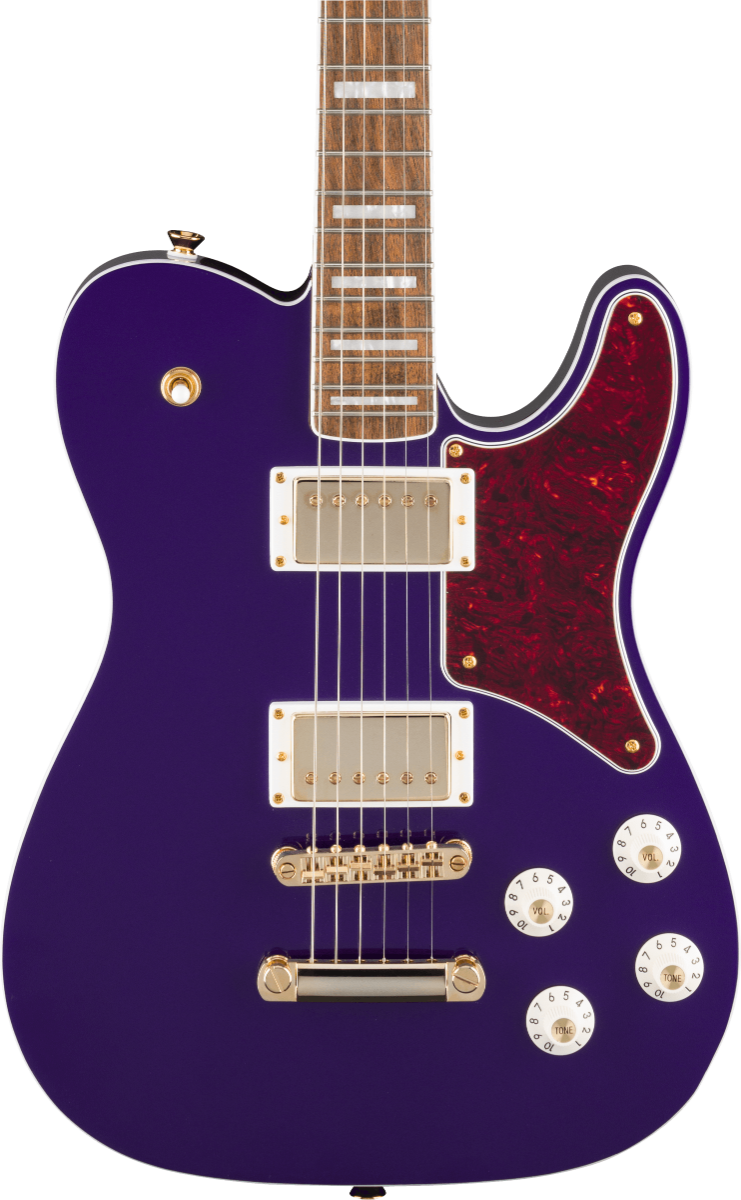 Squier FSR Paranormal Troublemaker Telecaster Deluxe, Laurel Fingerboard, Tortoiseshell Pickguard, Gold Hardware, Matching Headstock in Purple Metallic
