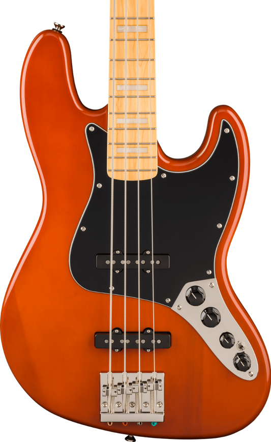 Squier Classic Vibe Active '70s Jazz Bass Guitar, Maple Fingerboard in Mocha