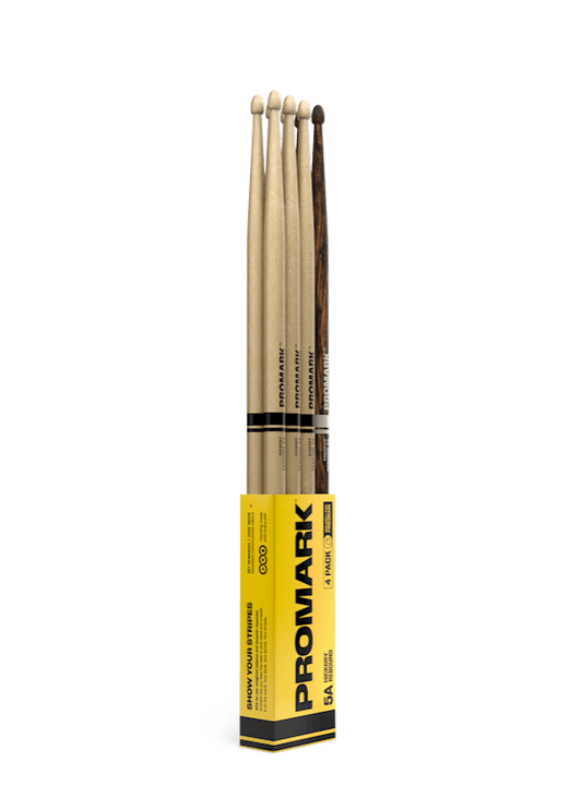 Promark Rebound 5A Lacquered Hickory Drumstick 4 Pack