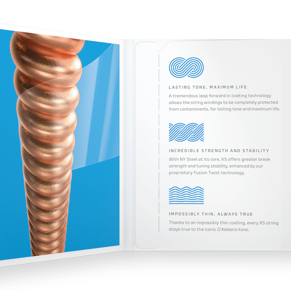 DAddario XS Coated 12 String Phosphor Bronze Acoustic Guitar Strings 10-47 Light Gauge